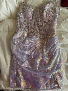 Juniors  Lavender Sequin Party Dress